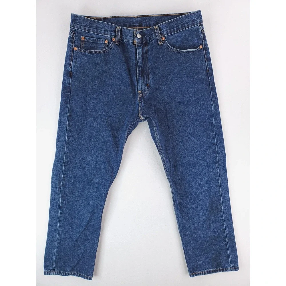 Levis 505 Jeans Mens 36x30 Blue Regular Straight Medium Wash Denim Pants